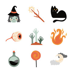 bundle of nine halloween set icons