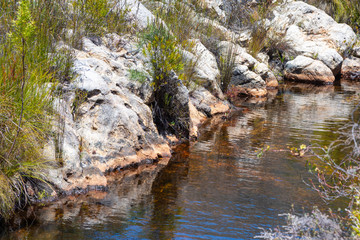 Beautiful landscape along a small river in the Mountains of Ceres, Western Cape, South Africa