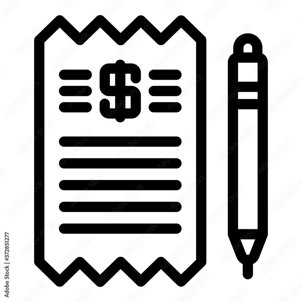 Poster check and pen icon. outline check and pen vector icon for web design isolated on white background
