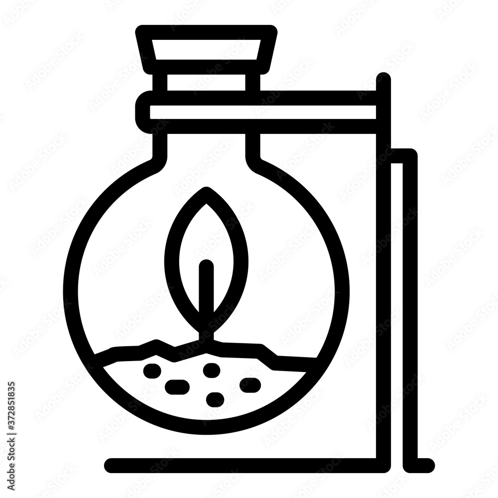 Poster plant in flask icon. outline plant in flask vector icon for web design isolated on white background