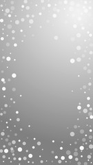 White dots Christmas background. Subtle flying sno