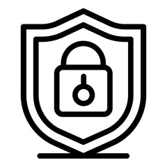 Locked shield icon. Outline locked shield vector icon for web design isolated on white background