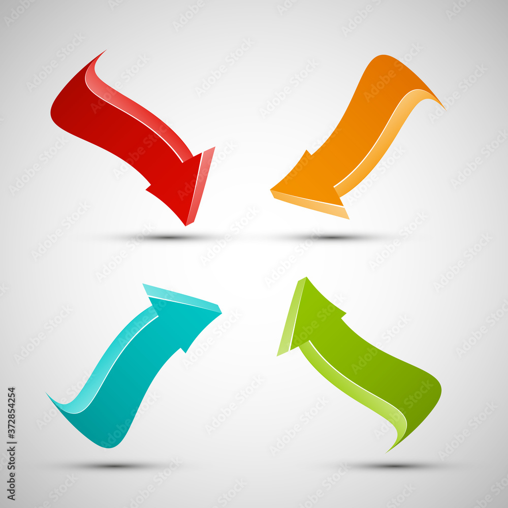 Poster Arrow banners set. Direct shape. 3d Abstract Background. Business infographic presentation diagram. Section compare service. Up and down trend. Paper index. Exact pointer