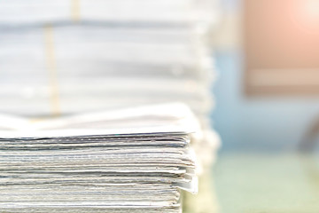 Docutments wait for input data to computer, unfinished documents, Business concept.