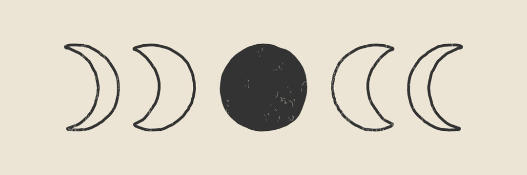 Trendy Moon Phases abstract contemporary aesthetic banner, wall art decor