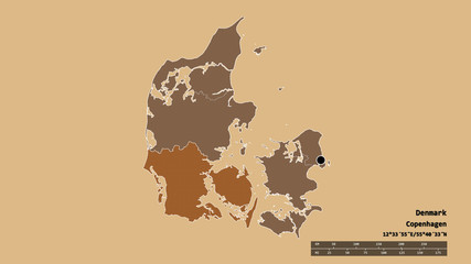Location of Syddanmark, region of Denmark,. Pattern