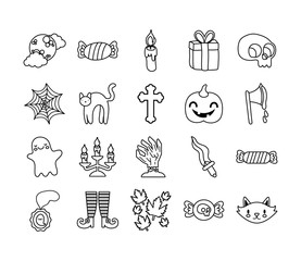 bundle of twenty halloween set collection icons