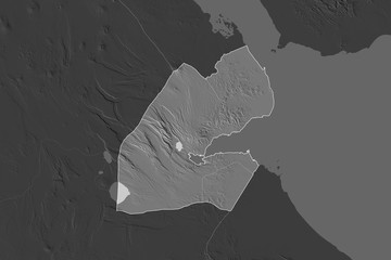 Djibouti borders. Neighbourhood desaturated. Bilevel