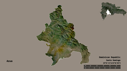 Azua, province of Dominican Republic, zoomed. Satellite