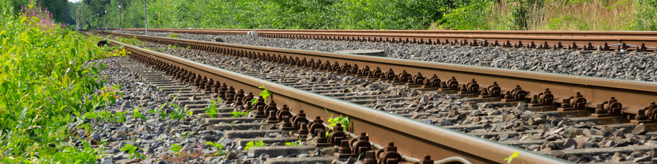 Obraz premium Eisenbahnschienen, Nordrhein-Westfalen, Deutschland, Europa