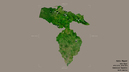 Hato Mayor - Dominican Republic. Bounding box. Satellite