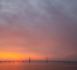 Fototapeta na wymiar The beautiful Farø Bridge in Denmark