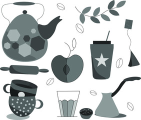 vector set of kitchen utensils