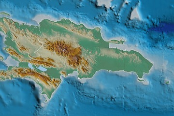 Dominican Republic outlined. Relief