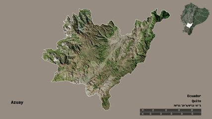 Azuay, province of Ecuador, zoomed. Satellite