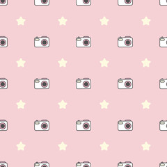 seamless repeat pattern design with camera elements, vector pattern for photographers