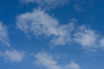 Blue sky with drifting fluffy white clouds