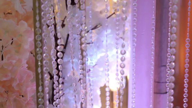 The decor in the room is illuminated with beautiful light. Taken in close-up