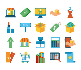 bundle of twenty shopping set collection icons