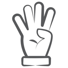 Obraz premium Counting with four, hand gesture in editable style 