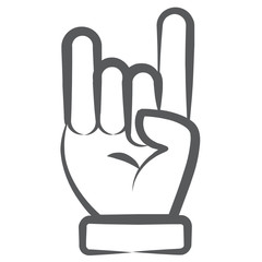 
Two fingers folded depicting horn sign vector in linear style 
