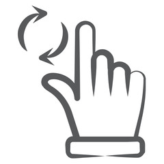 Obraz premium Rotate icon style, sync arrows with hand in linear style 
