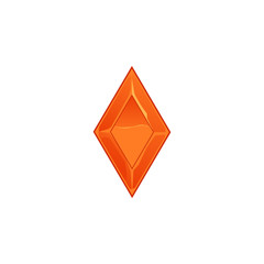 Rhombus orange diamond or topaz crystal icon, cartoon vector illustration isolated.