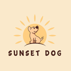 sunset dog icon and logo template