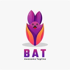 Vector Logo Illustration Bat Gradient Colorful Style.
