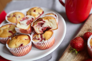 Sweet strawberry muffins - healthy summer dessert