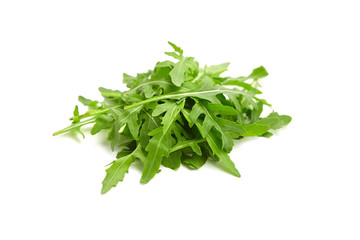 Rucola, arugula or rocket salad isolated on white background