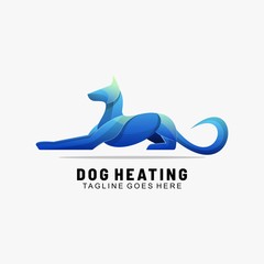 Vector Logo Illustration Dog Heating Gradient Colorful Style.