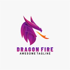 Vector Logo Illustration Dragon Gradient Colorful Style.