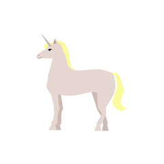 Cute unicorn character a magic fantasy horse flat vector illustration isolated.