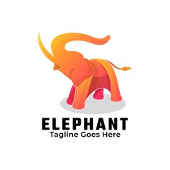 Vector Logo Illustration Elephant Gradient Colorful Style.