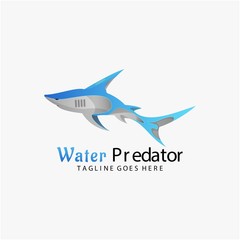 Vector Logo Illustration Water Predator Gradient Colorful Style.