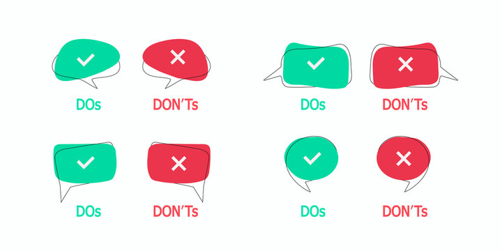 Set Of Do And Dont Check Tick Mark And Red Cross Vector Isolated Icons