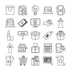 bundle of twenty five shopping set collection icons