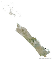 Debubawi Keyih Bahri, region of Eritrea, on white. Satellite