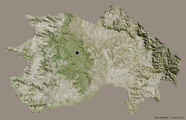 Debub, region of Eritrea, on solid. Satellite