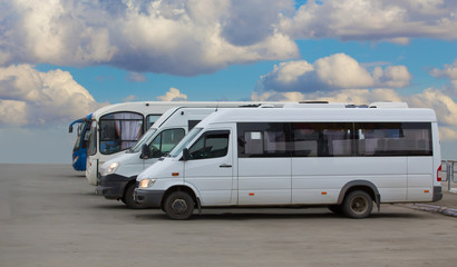 Buses in the parking lot of the bus station
