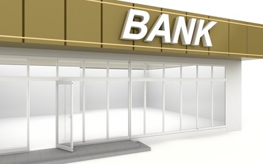 3D illustration of a bank office