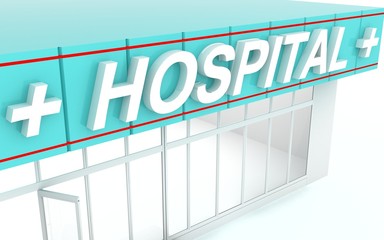 3D illustration of a hospital