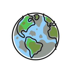 A polluted planet with dirty dark spots as a symbol of bad ecology, isolated color vector illustration
