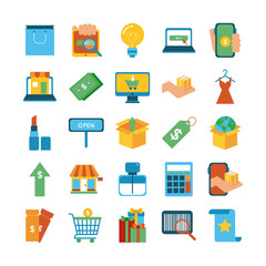bundle of twenty five shopping set collection icons