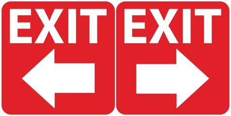 Fototapeta premium Social distancing concept for preventing coronavirus covid-19 with wording exit in white on red background.