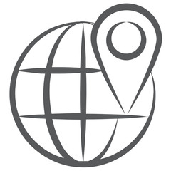 
Local seo concept icon, globe with map pointer 
