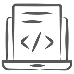 
Html source code of a web page, web coding icon in doodle style 
