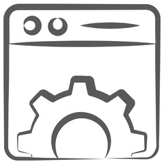 
Cog wheel with webpage showing web setting icon
