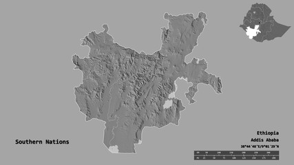 Southern Nations, state of Ethiopia, zoomed. Bilevel